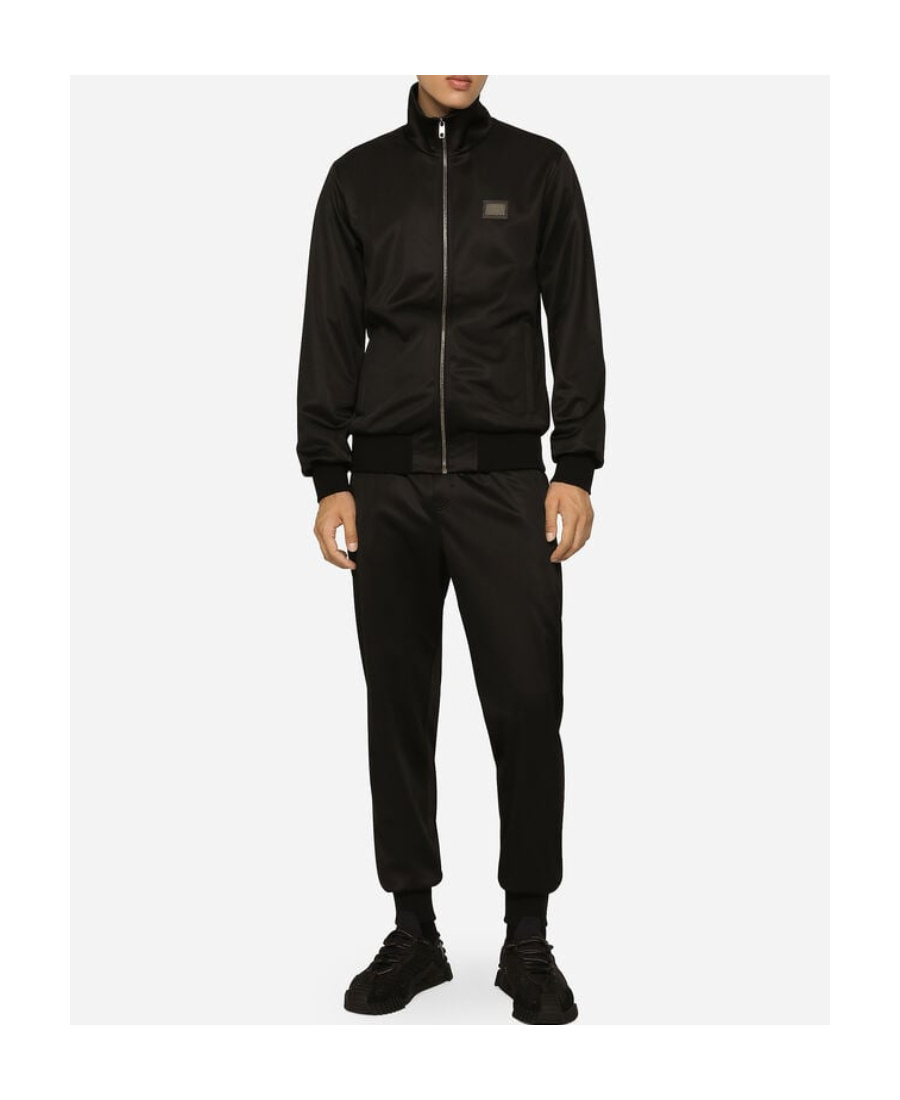 Dolce & Gabbana Technical Jersey Sweatshirt With Branded Tag In Black