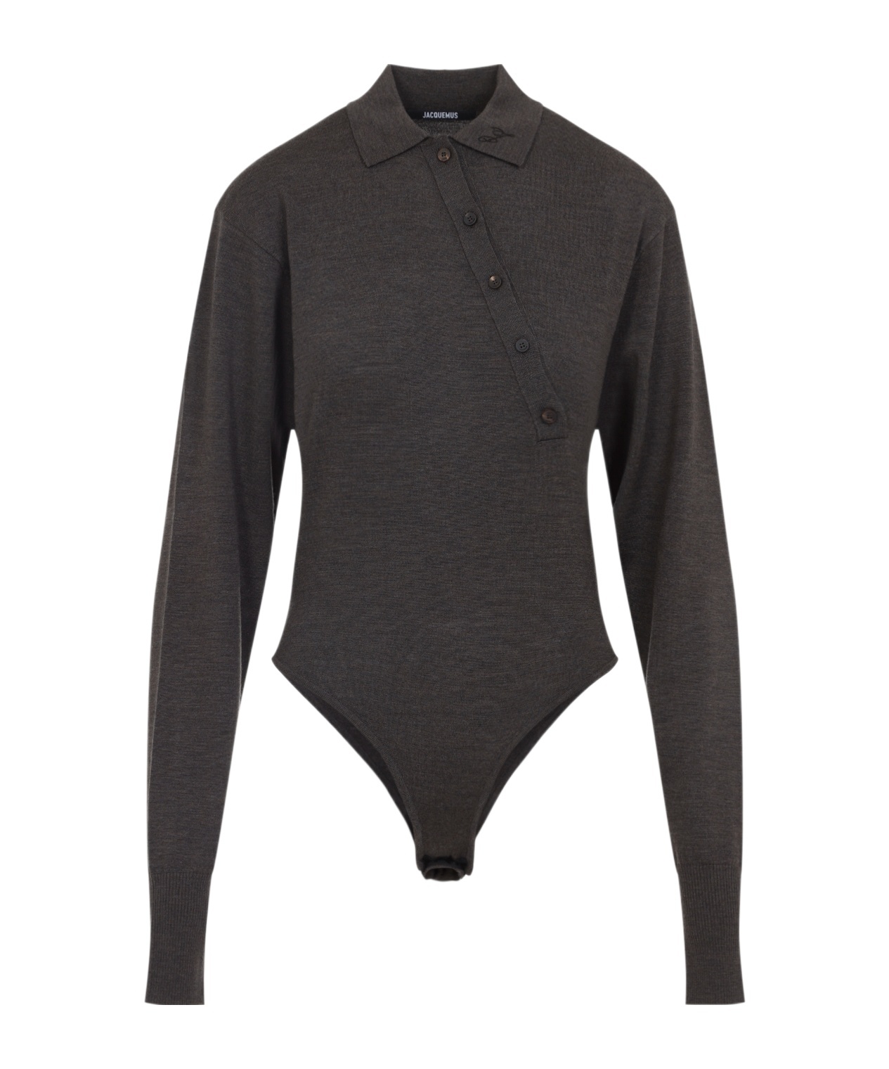 Jacquemus Merino Wool Blend Fitted Bodysuit In Brown