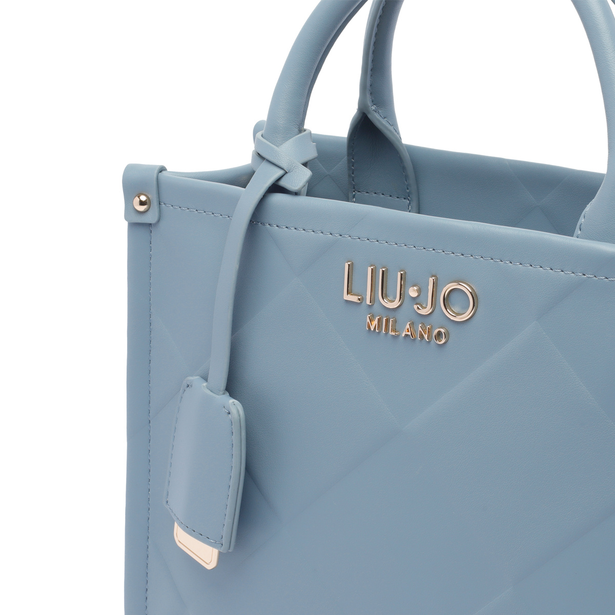 Liu •jo Quilted Denim Cross-body Bag With 2 Handles In Blue