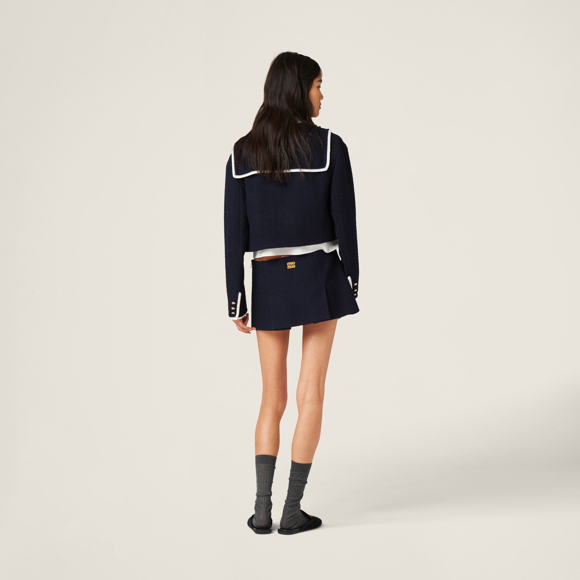Miu Miu Emblem Wool Skirt In Black