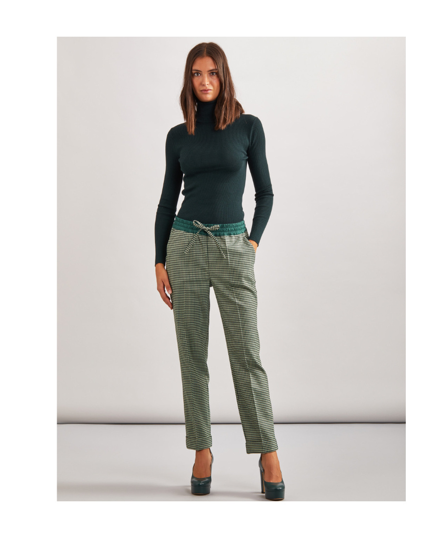 P.a.r.o.s.h Fine-check Tapered Cropped Trousers In Green