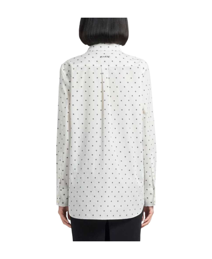 Shop Marni White Poplin Shirt With Polka Dots