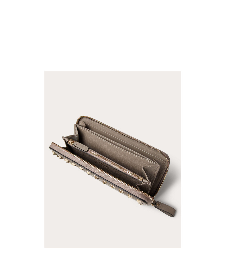 Valentino Rockstud Continental Wallet In Gray