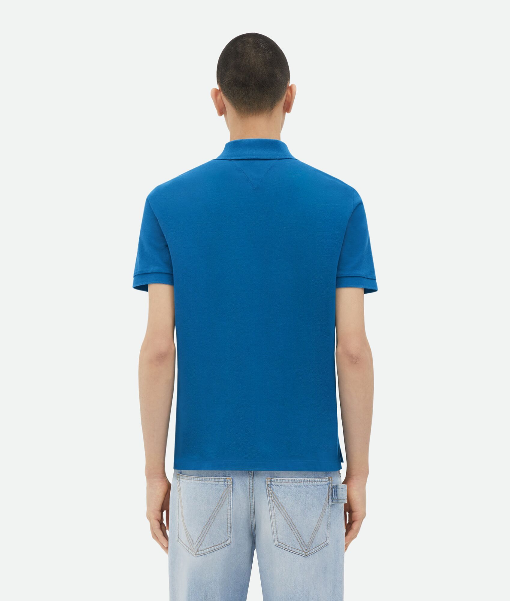 Bottega Veneta Polo Shirt With Lapel Short Sleeve In Blue