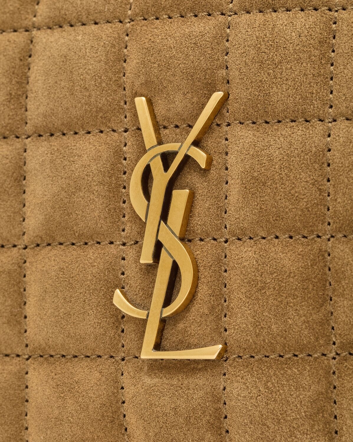 Saint Laurent Cassandre Matelassé Carré Mini Camera Bag In Suede In Brown