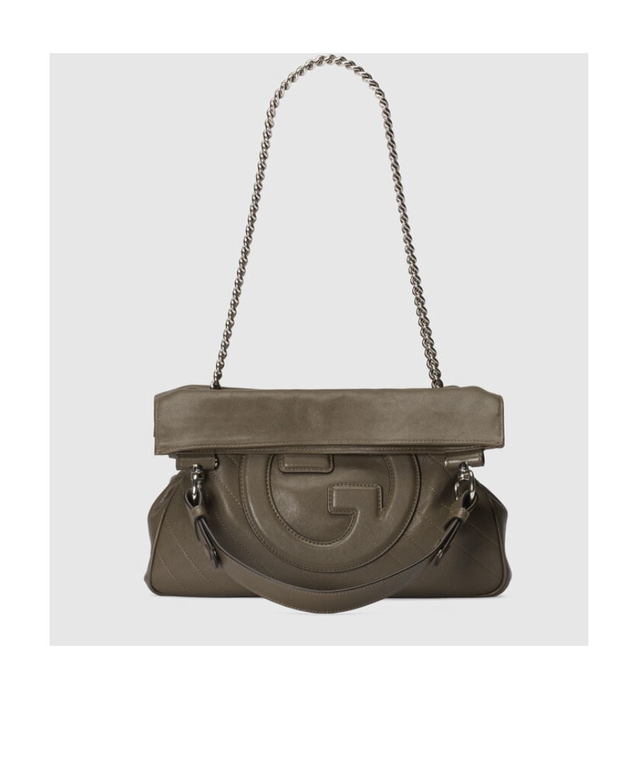 Gucci Dark Brown Blondie Small Shoulder Bag In Green