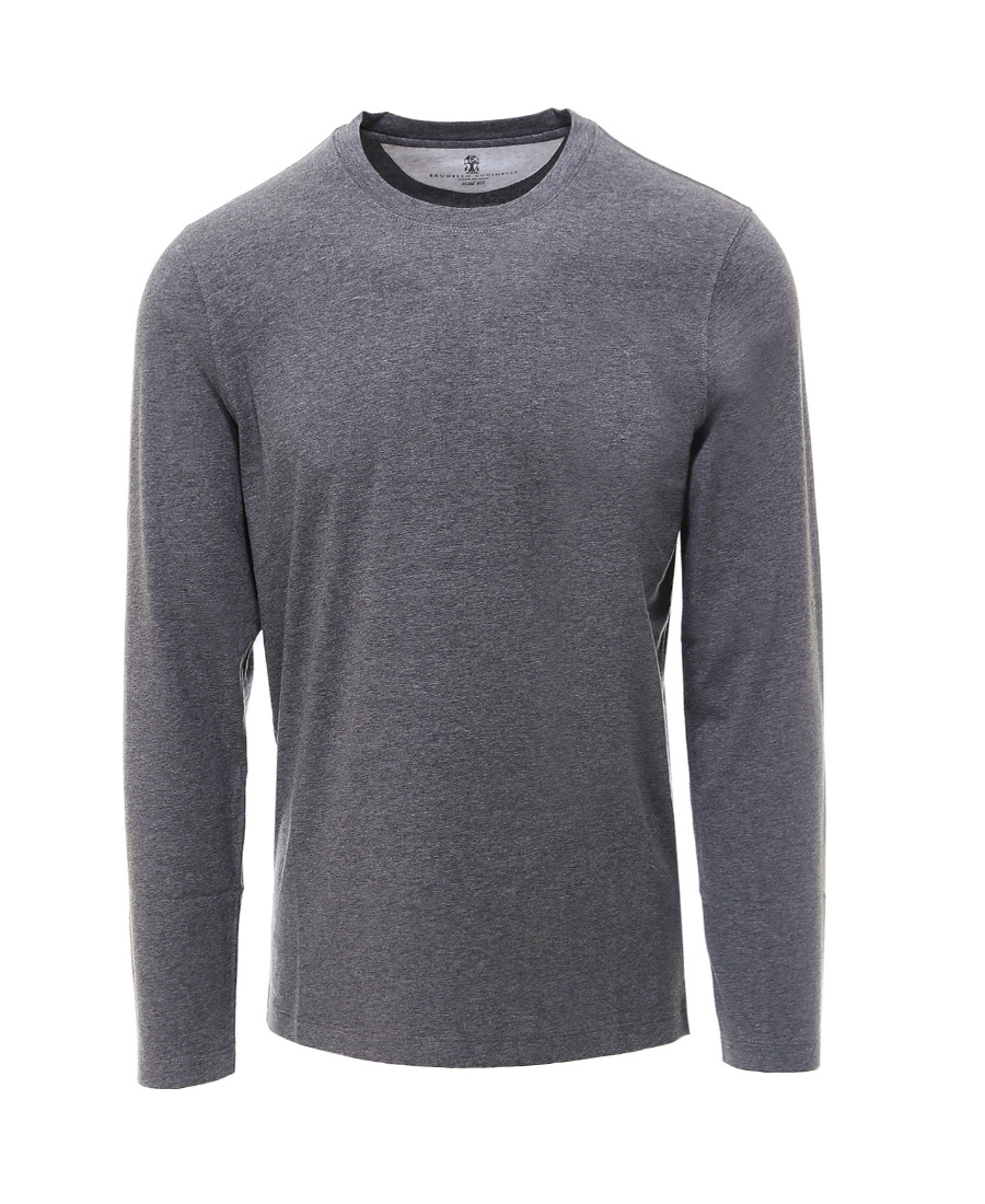 Brunello Cucinelli Long-sleeved Crew-neck T-shirt In Gray