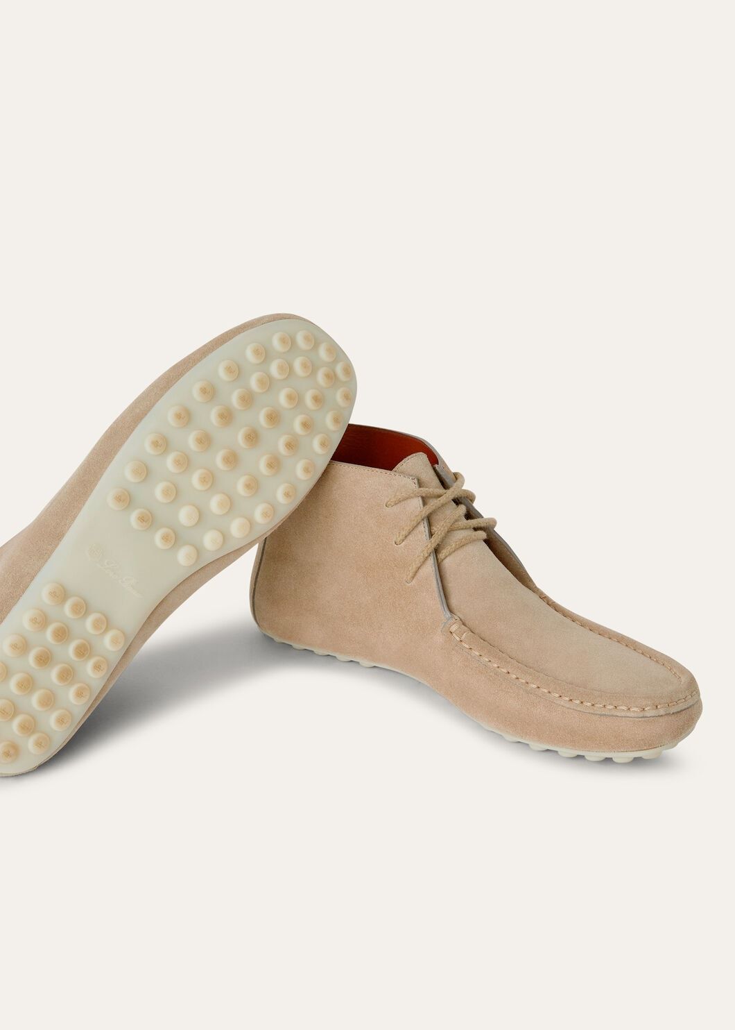 Loro Piana Dot Walk Suede Chukka Boots In Nude