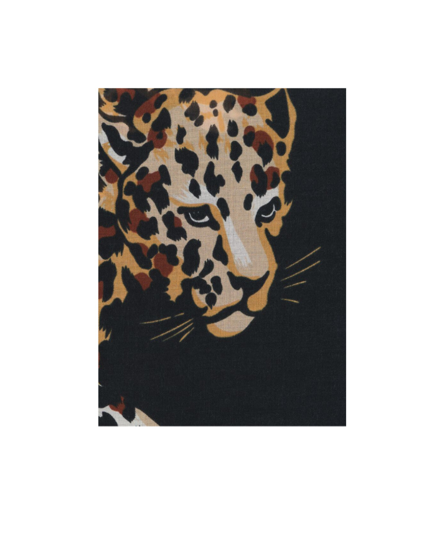 Saint Laurent Leopard-print Frayed Scarf In Green