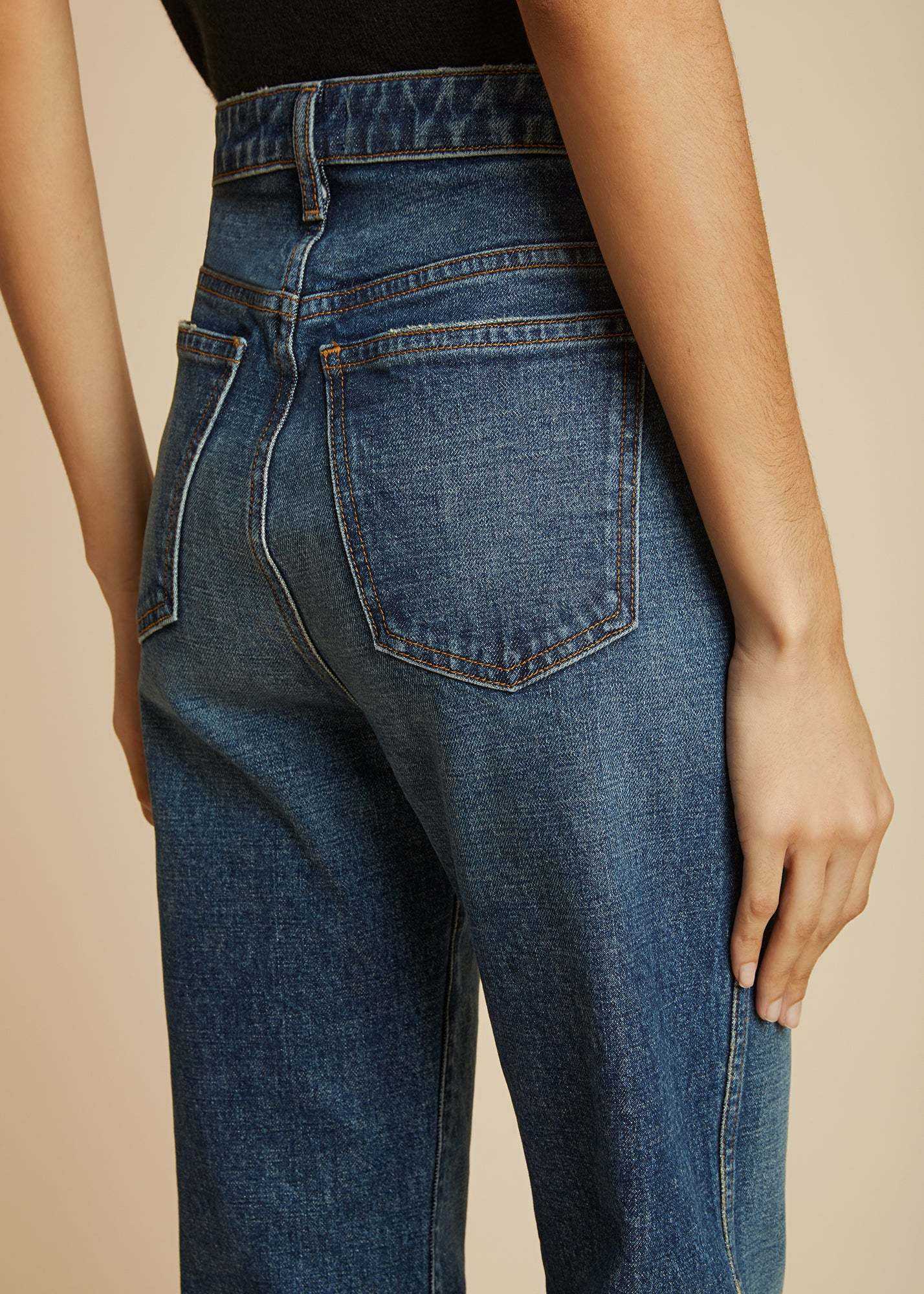 Khaite The Danielle High Waist Straight Leg Jeans In Blue