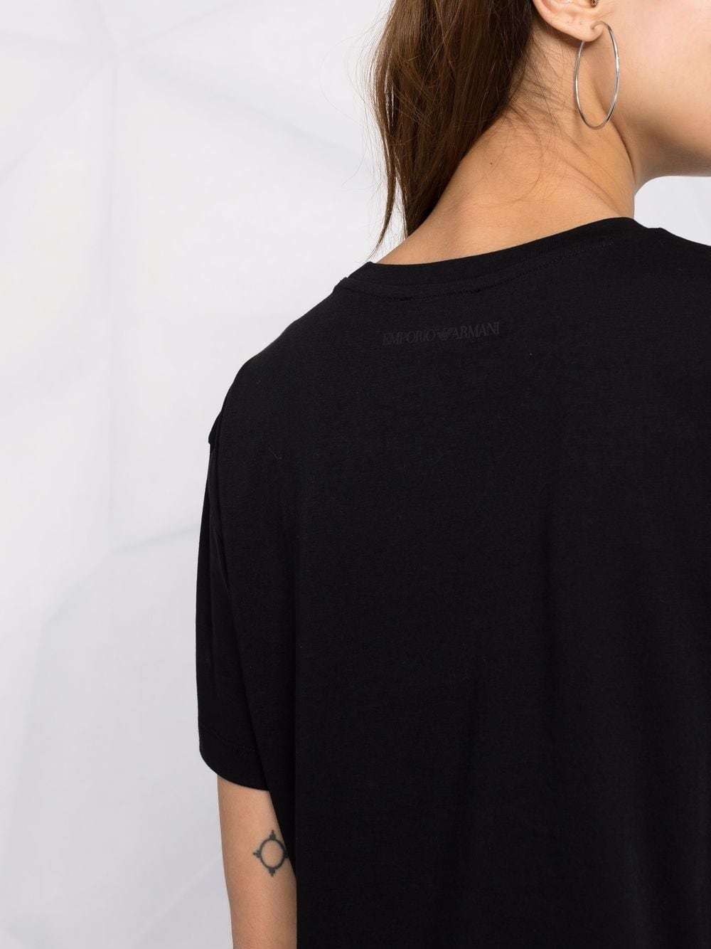 Shop Emporio Armani Eagle-print Cotton T-shirt In Black