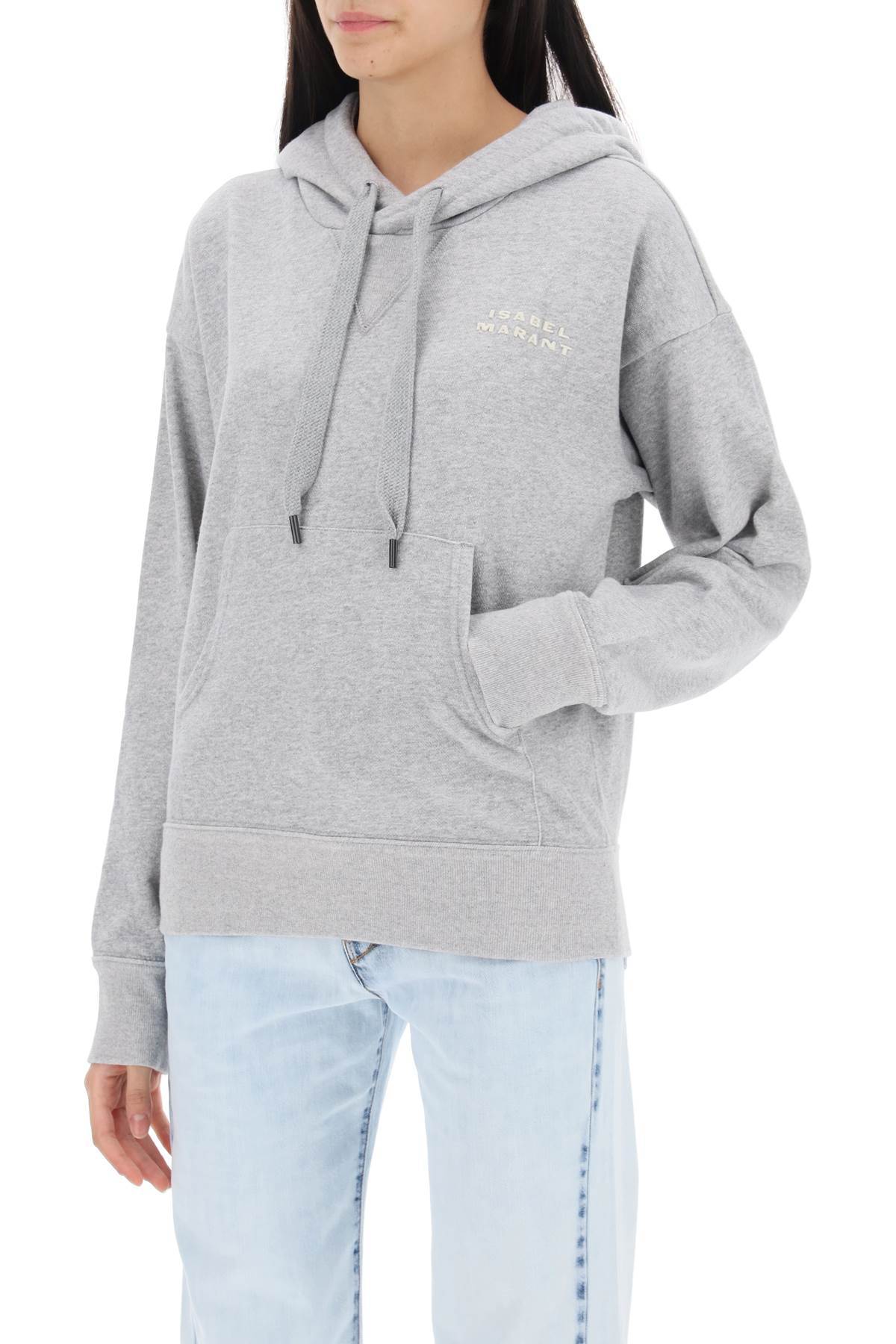 Isabel Marant Sylla Logo Embroidered Drawstring Hoodie In White