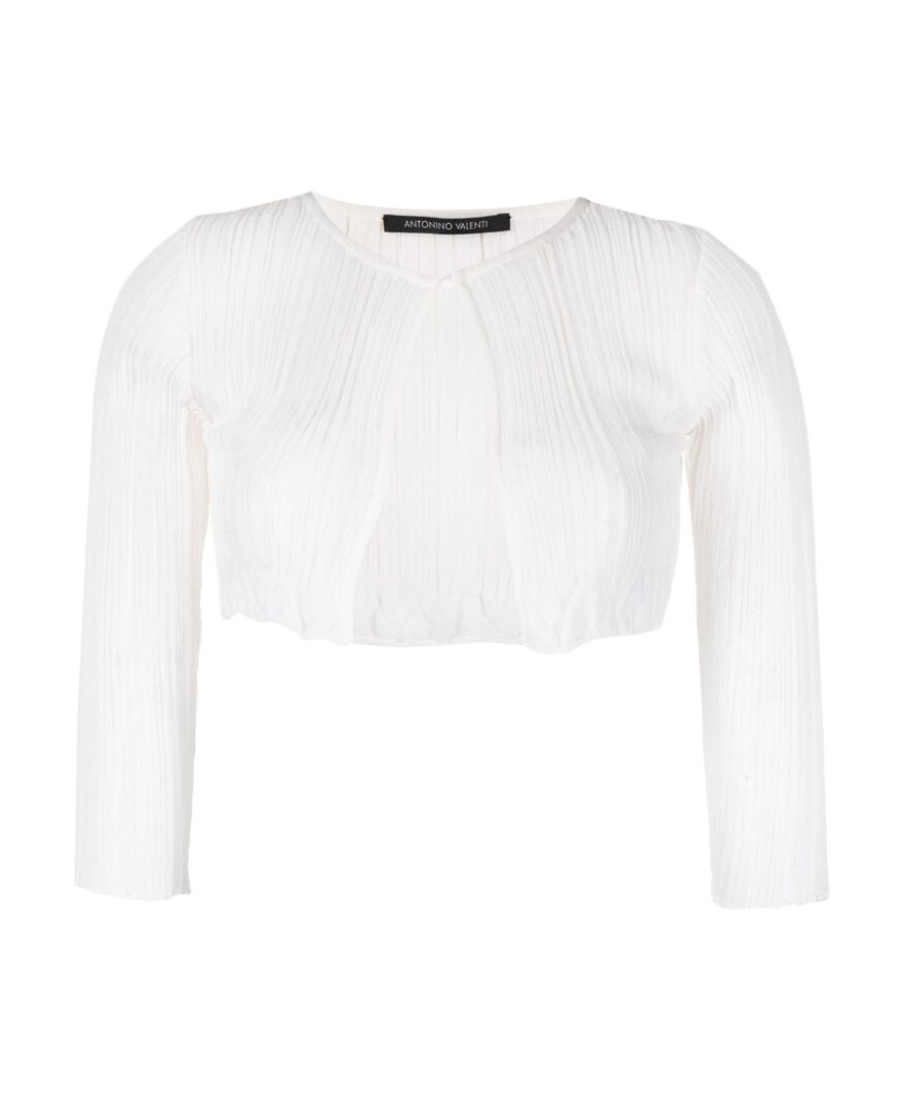 Antonino Valenti Long-sleeved Short Knitted Cardigan In White