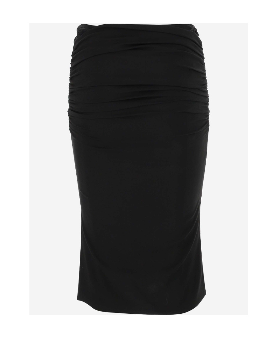 Versace Gathered Midi Skirt In Black