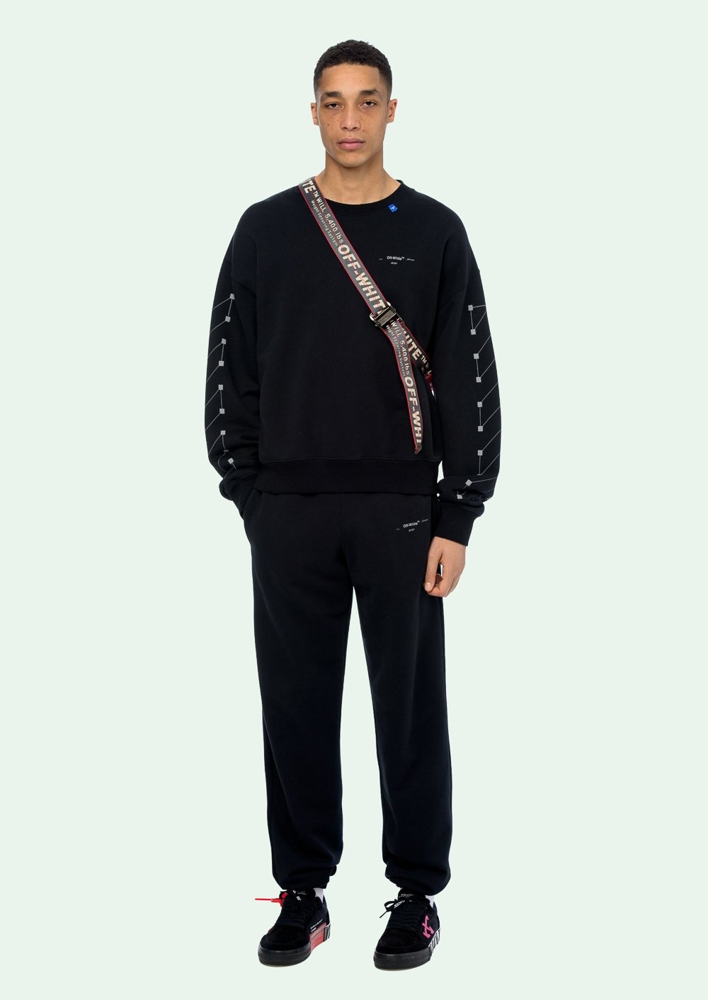 Off-white Bian Boxian Same Style Logo Sweater In Black