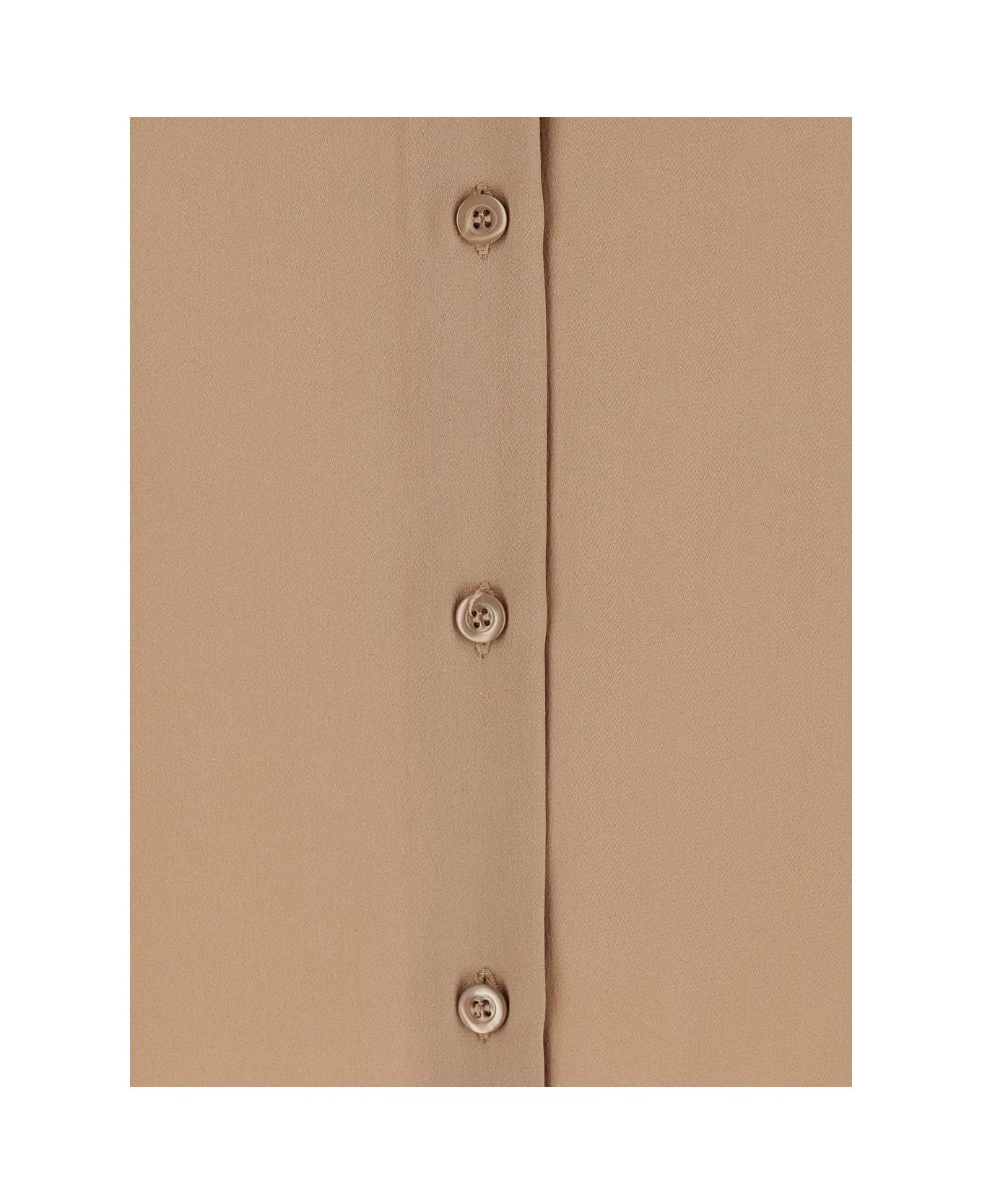 Semicouture Beige Shirt With Classic Collar And Button Closure In Nude