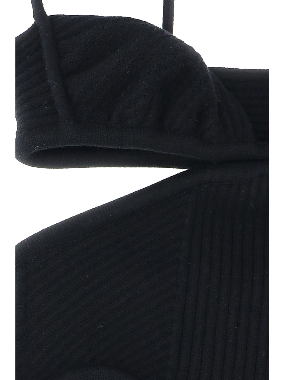 Off-white Cut-out Ribbed-knit Top In Black