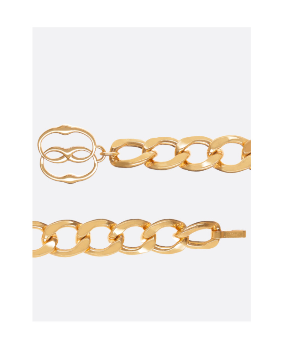 Bally Logo Charm Chain-link Belt In Nude