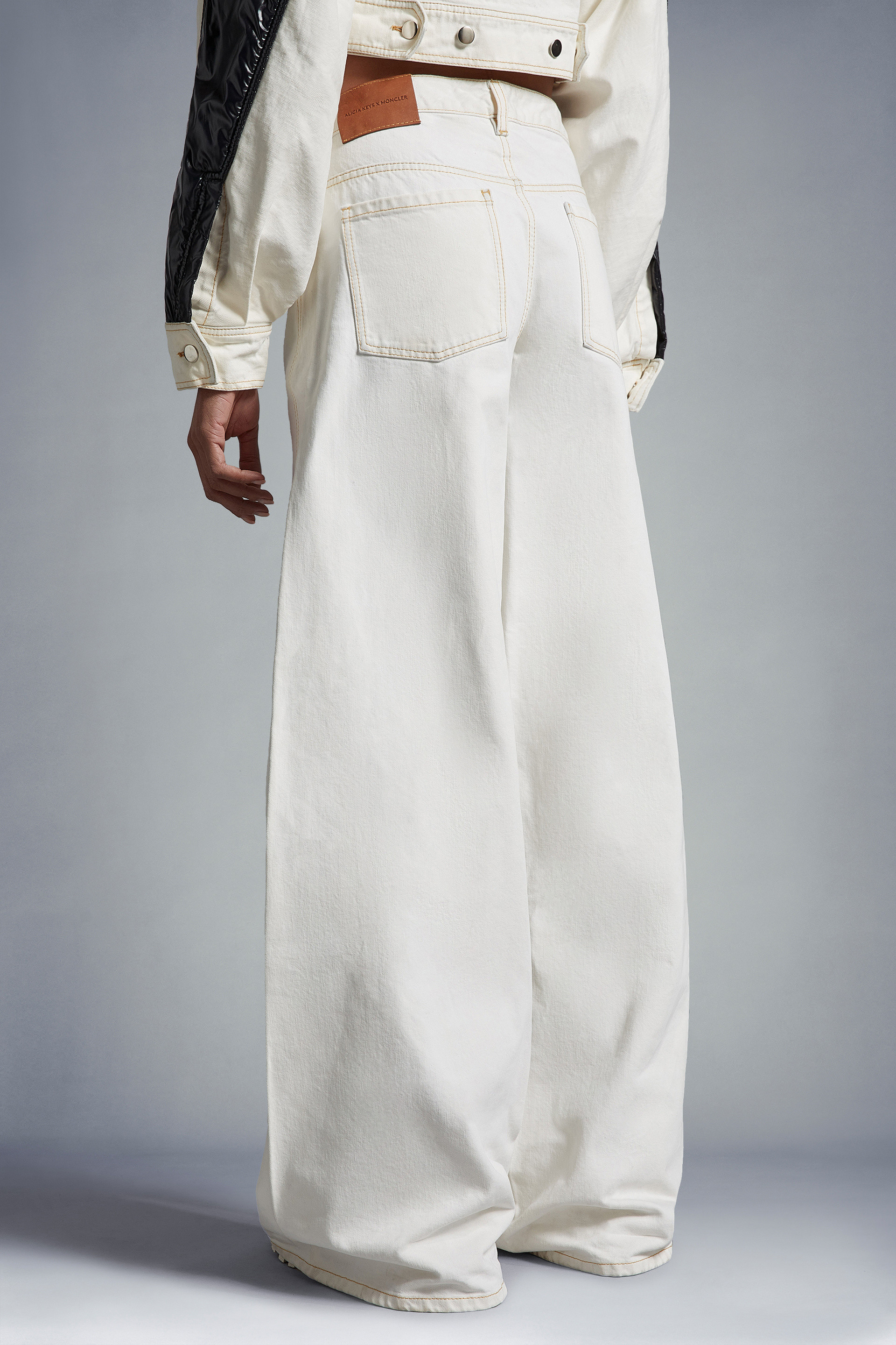Shop Moncler Bleached Denim Jeans In White
