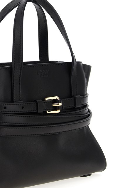 Moschino Structured Silhouette Handbag Top Handles In Black