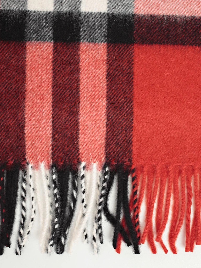 Burberry Checked Tassel Scarf In Red
