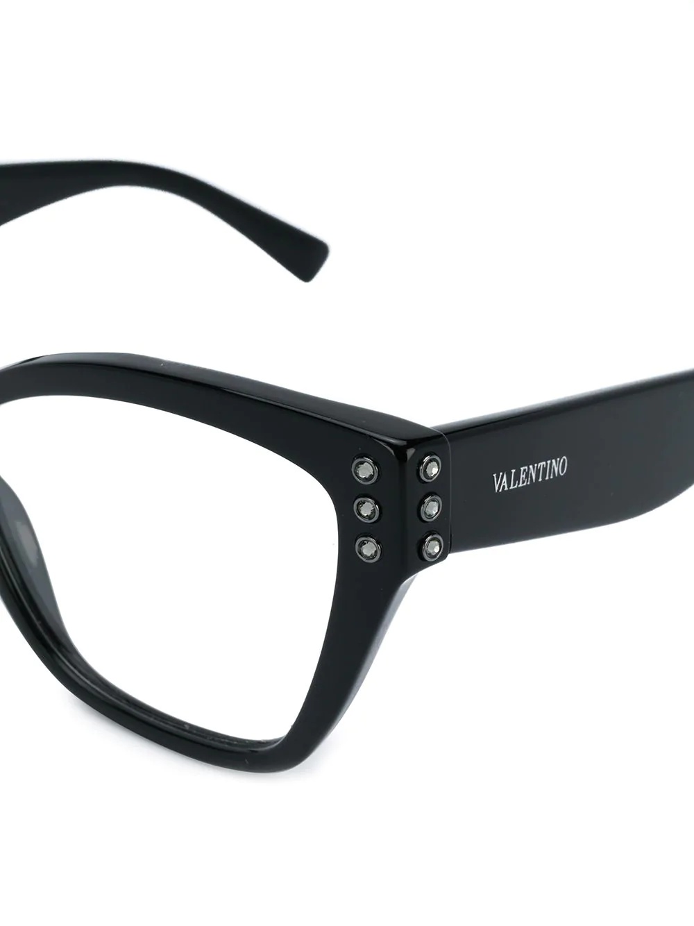 Valentino Rhinestone Embellished Glasses In Transparent