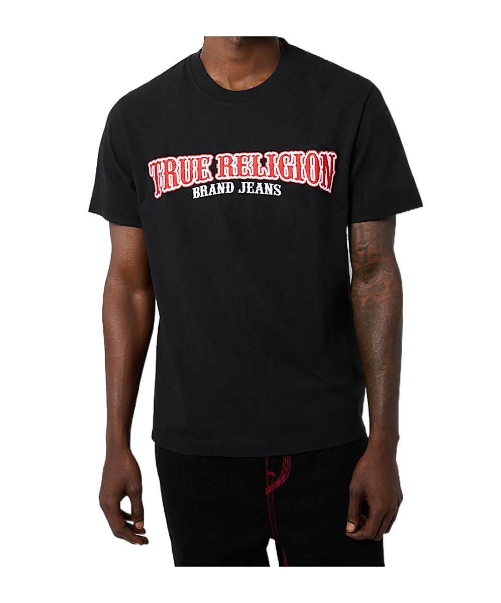 True Religion Railroad Embroidered Cotton T-shirt In Black