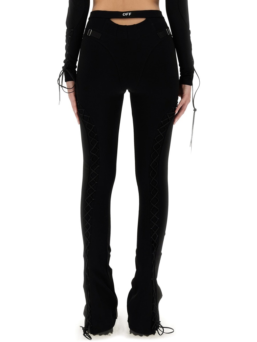 Off-white Logo-print Lace-up Leggings In Black