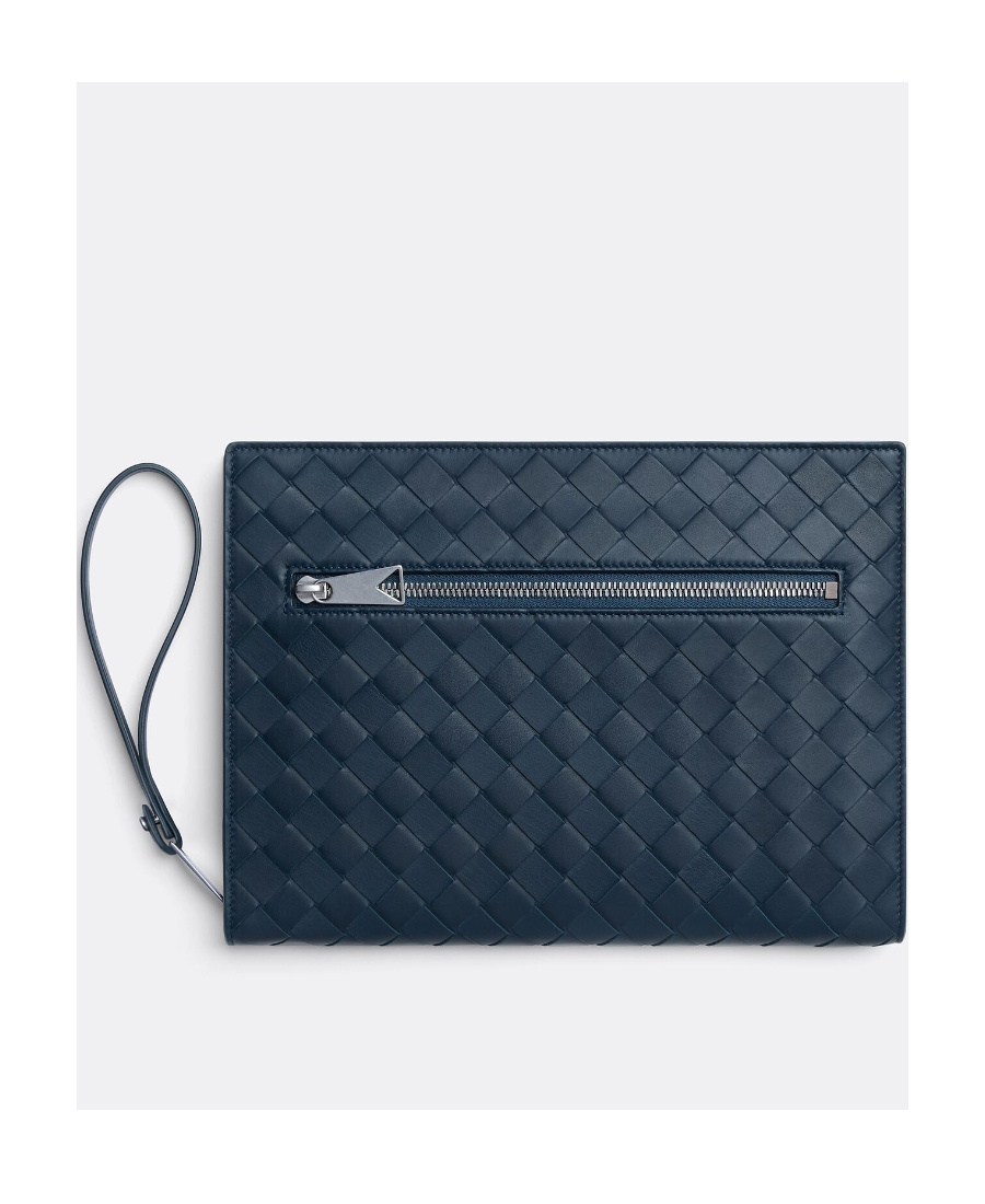 Bottega Veneta Medium Intrecciato Document Case In Blue