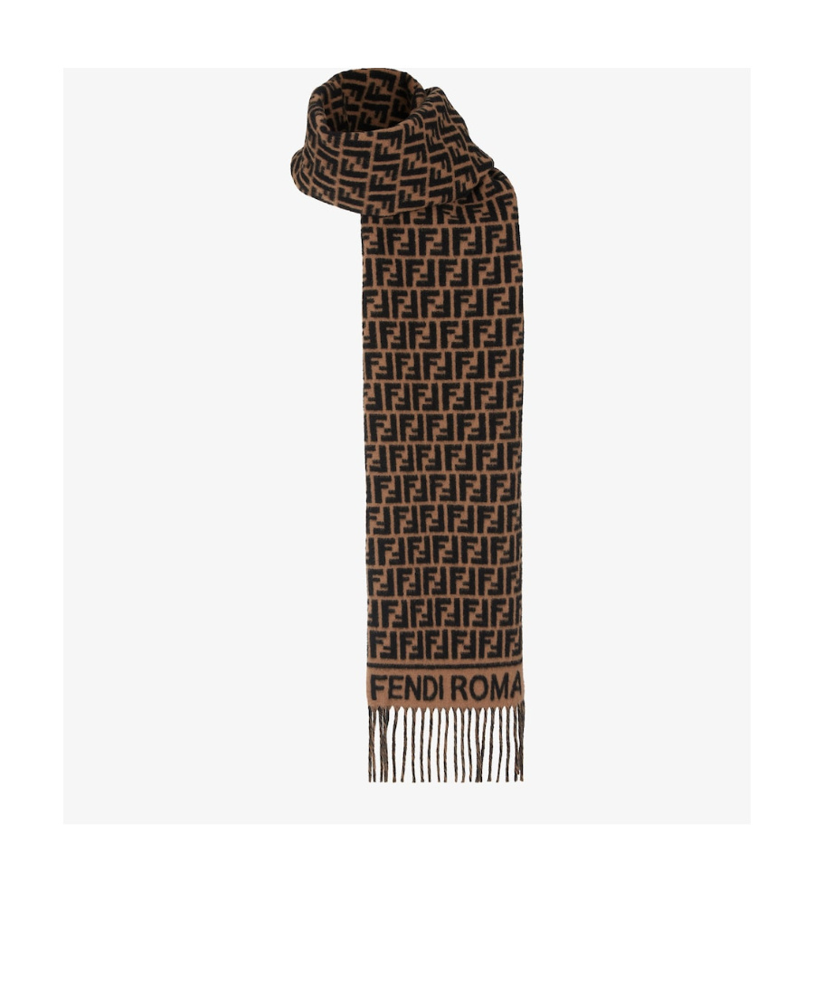 Fendi Brown Wool And Cashmere Scarf In Black