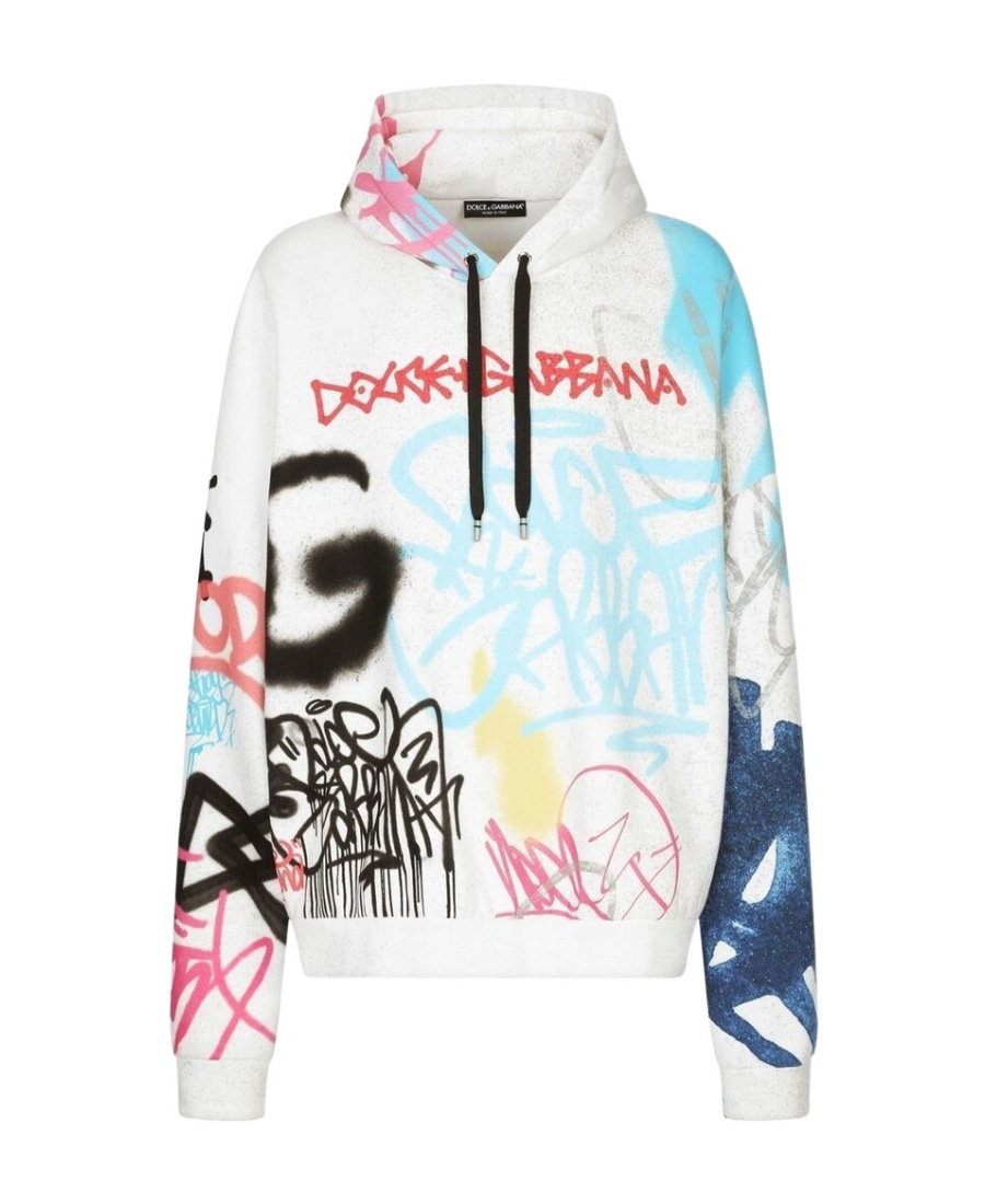 Dolce & Gabbana Loom 56 Felpa Stampa Graffiti Colorata In White