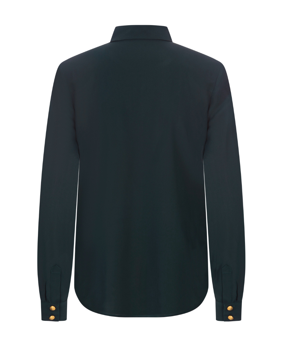 BALMAIN SHOULDER-PADS BUTTON-UP SILK SHIRT