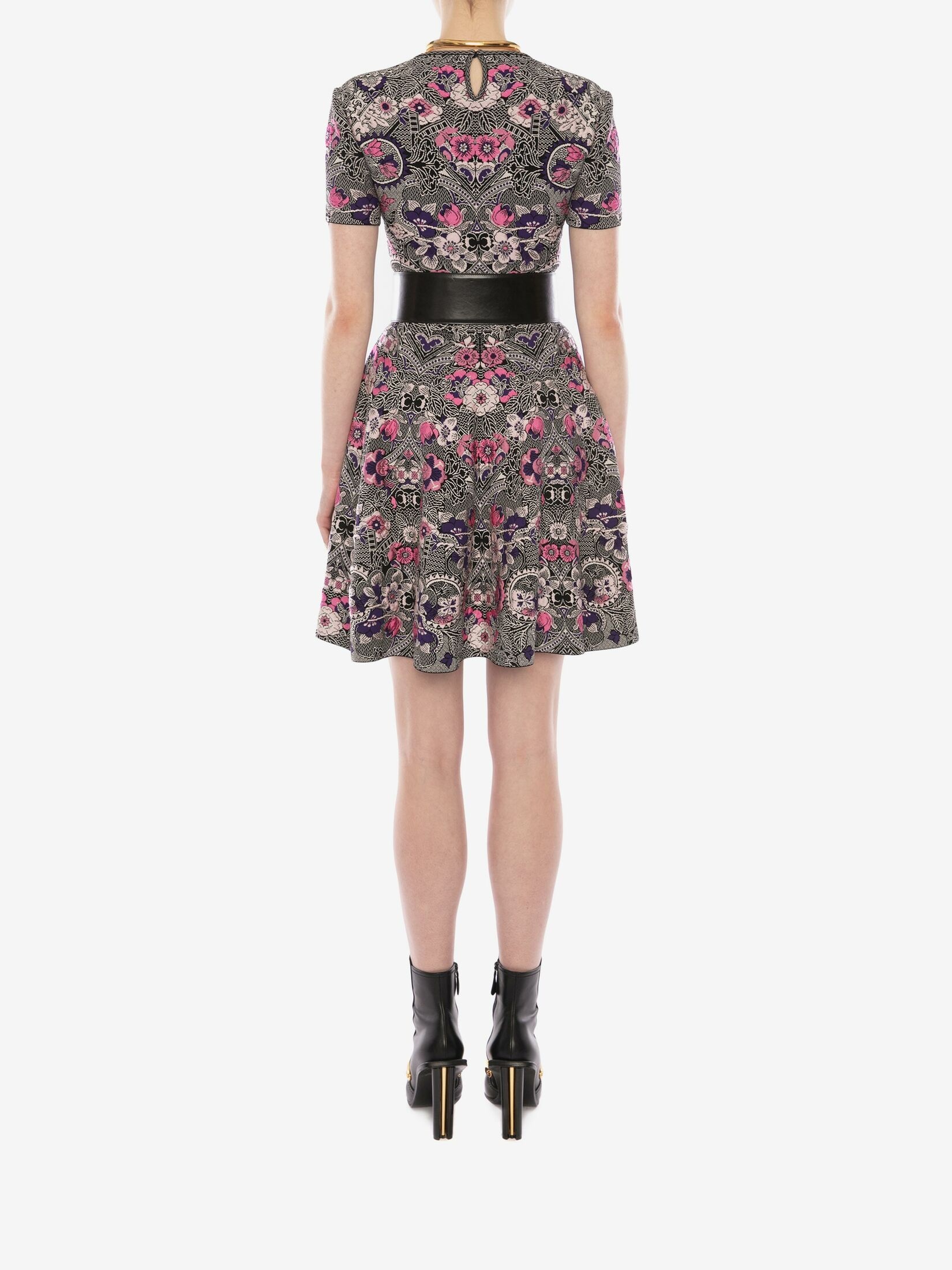 Alexander Mcqueen Jacquard Mini Dress In Black