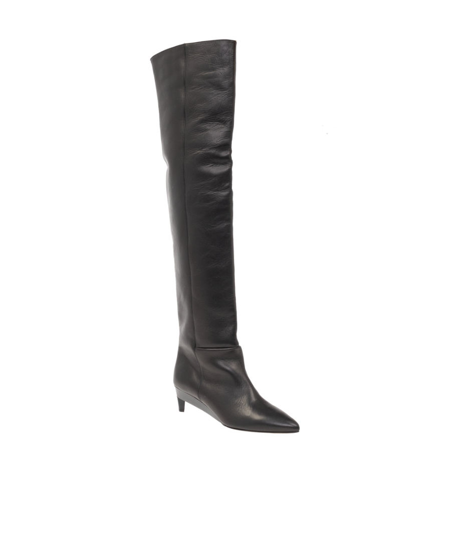 Isabel Marant Lisali 50mm Leather Thigh-high Boots In Black
