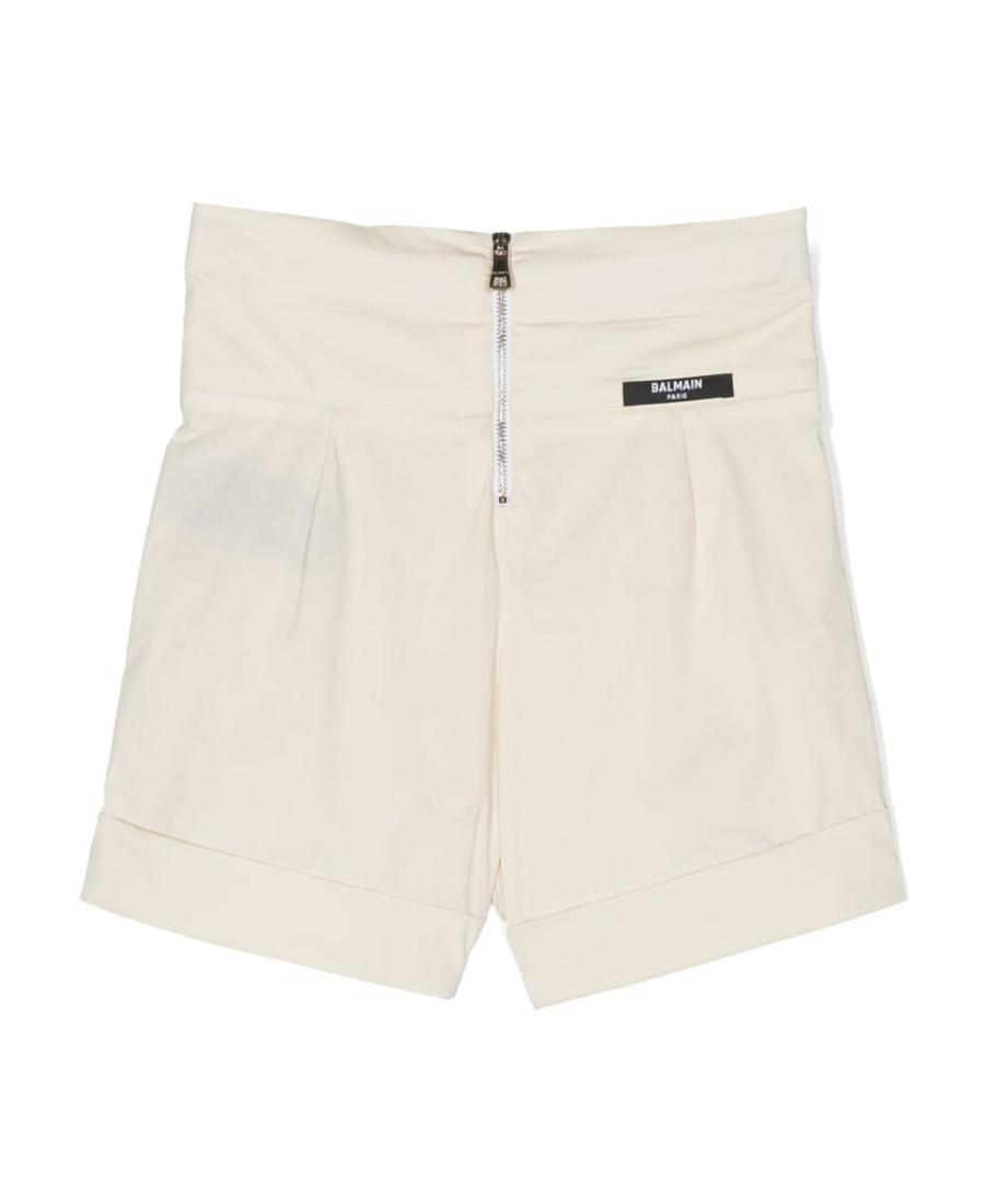 Shop Balmain Decorative Button-detailing Pleated Shorts In White