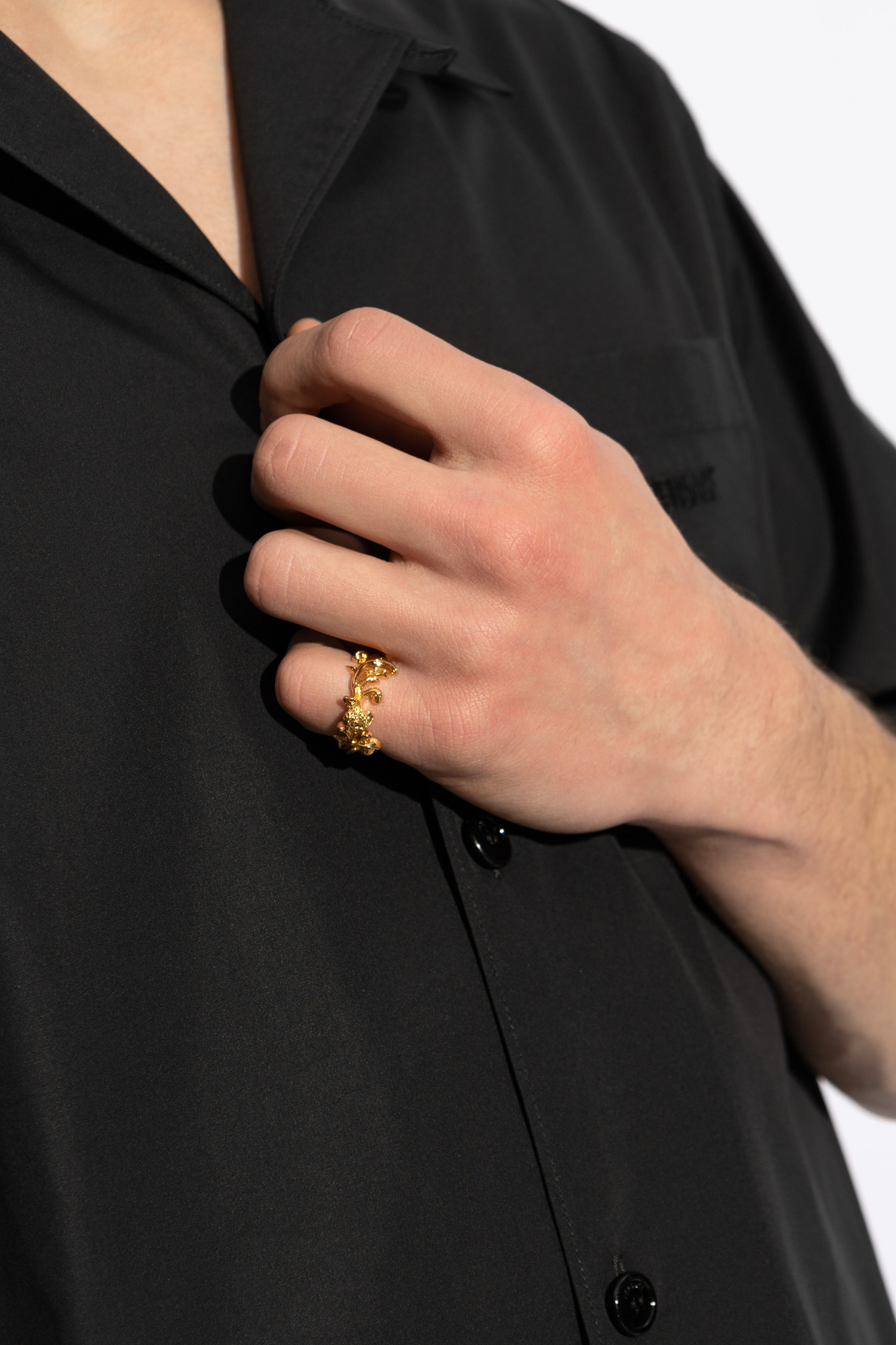 Versace Medusa Head Motif Ring In Gold