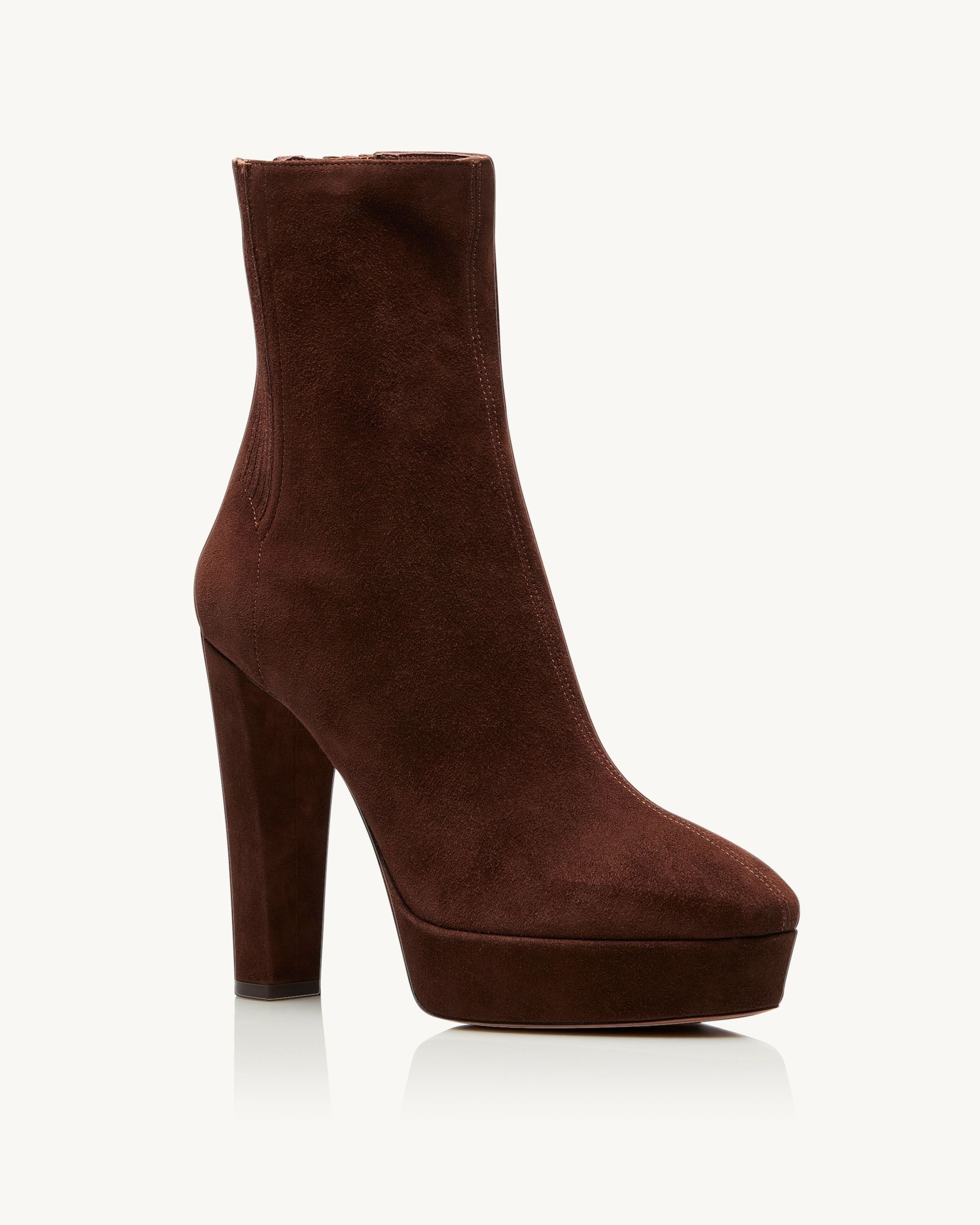 Aquazzura Saint Honore 120 Platform Suede Boots In Brown