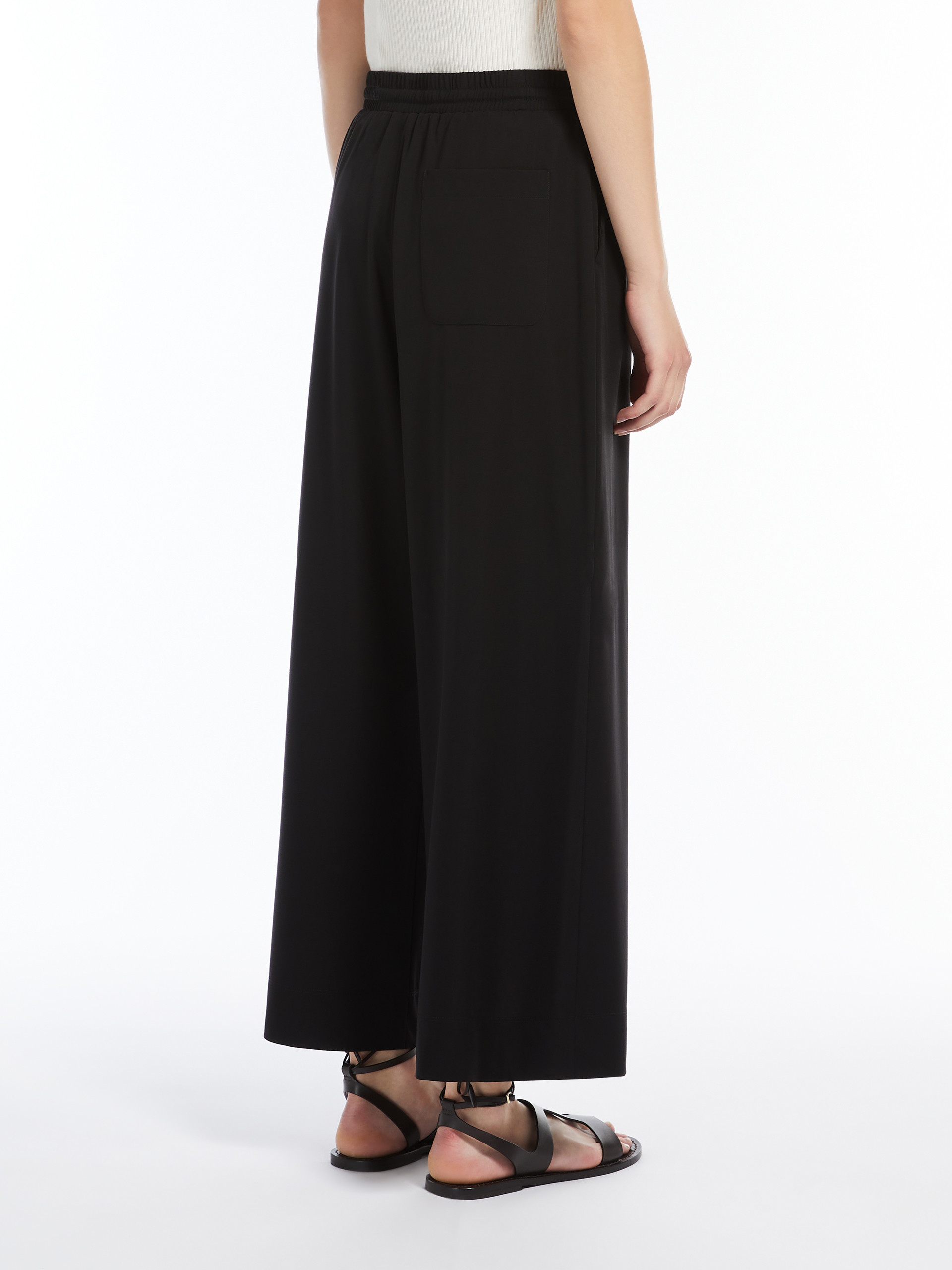 Weekend Max Mara Wool Canvas Wide-leg Pants In Black