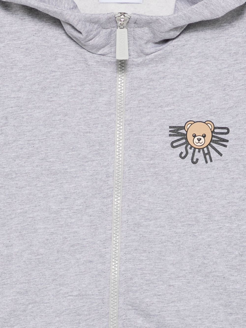 Moschino Teddy-print Zip-up Hoodie In Gray
