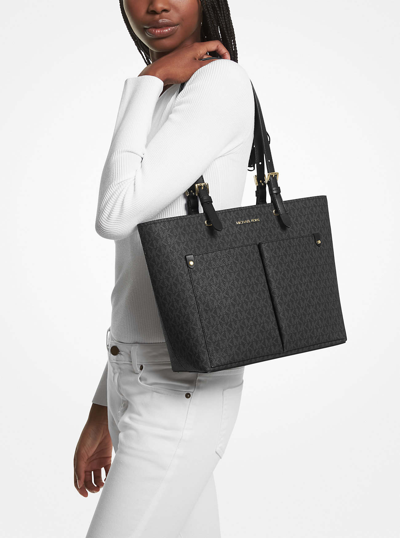 Michael Kors Jet Set Medium Handbag In Black