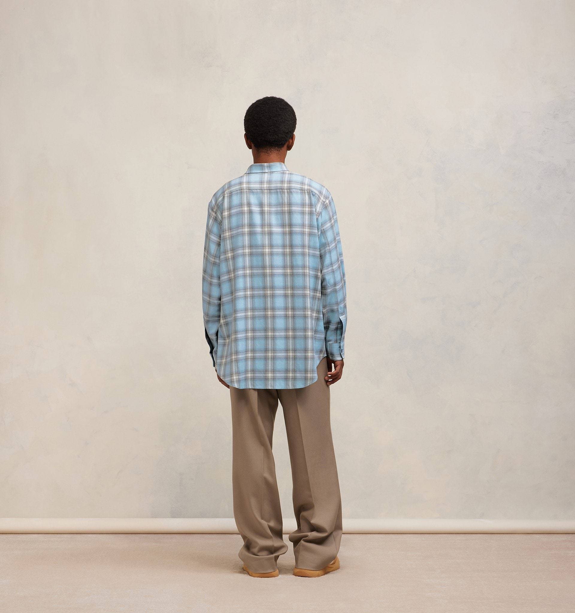Ami Alexandre Mattiussi Long-sleeved Checkered Knitted Shirt In Gray