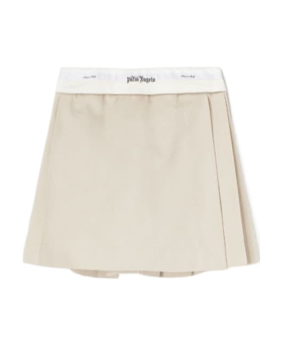 PALM ANGELS REVERSE WAISTBAND PLEATED MINISKIRT 