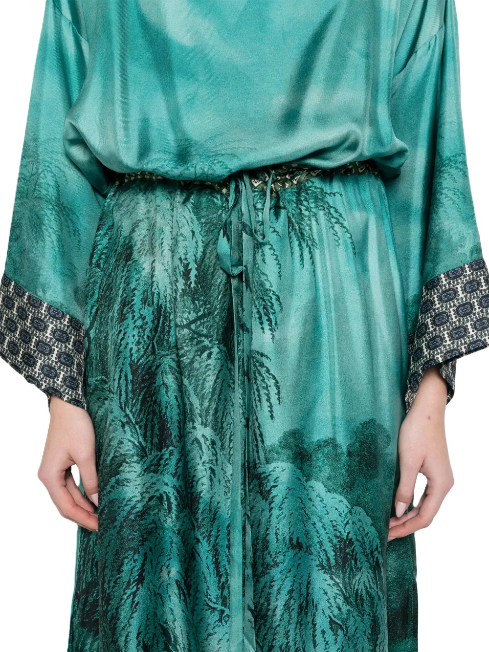 Shop Pierre-louis Mascia Aloe Silk Dress In Landscape Scene Print In Blue