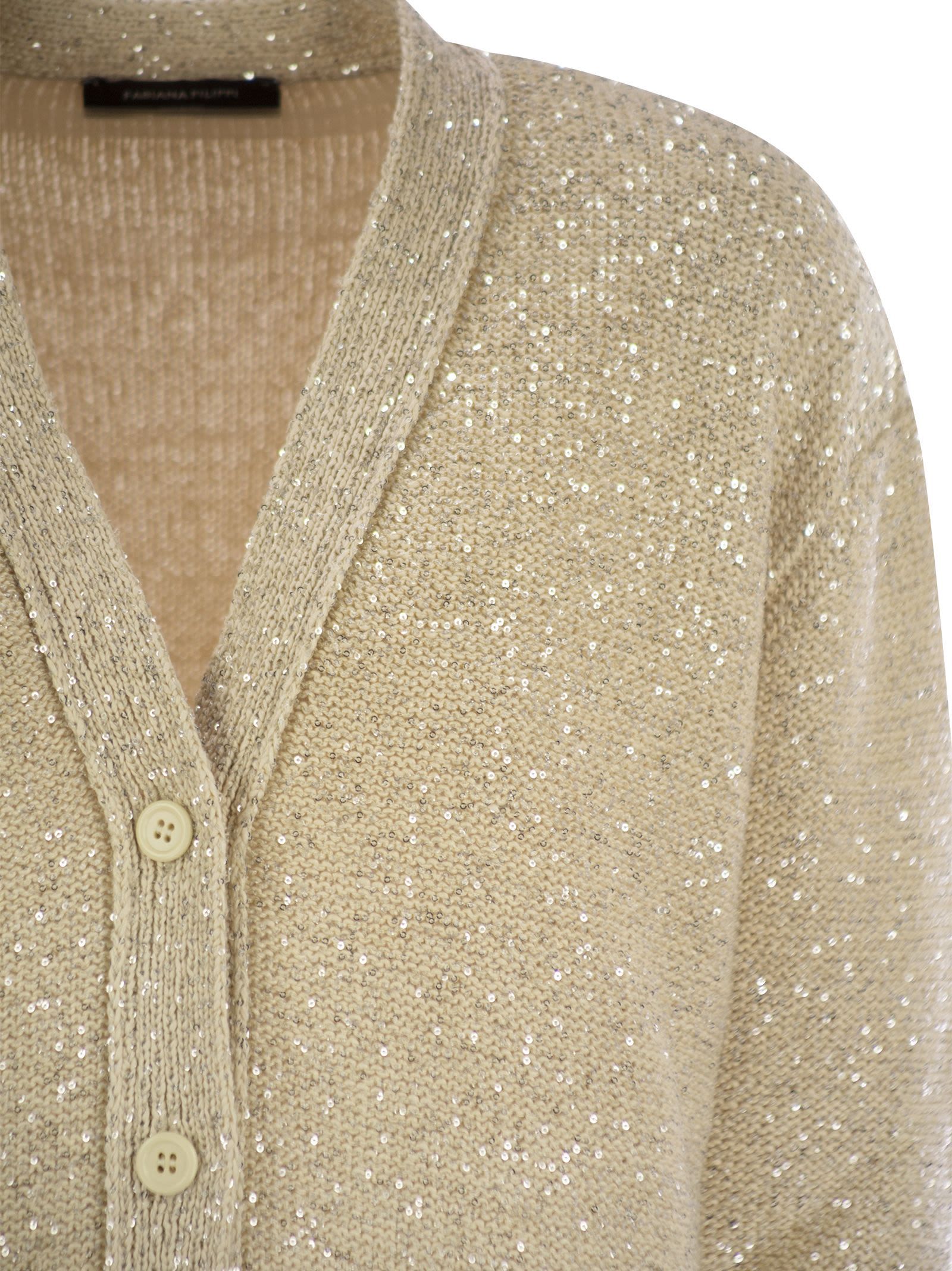 Fabiana Filippi Beige V Neck Sweater With Button Front