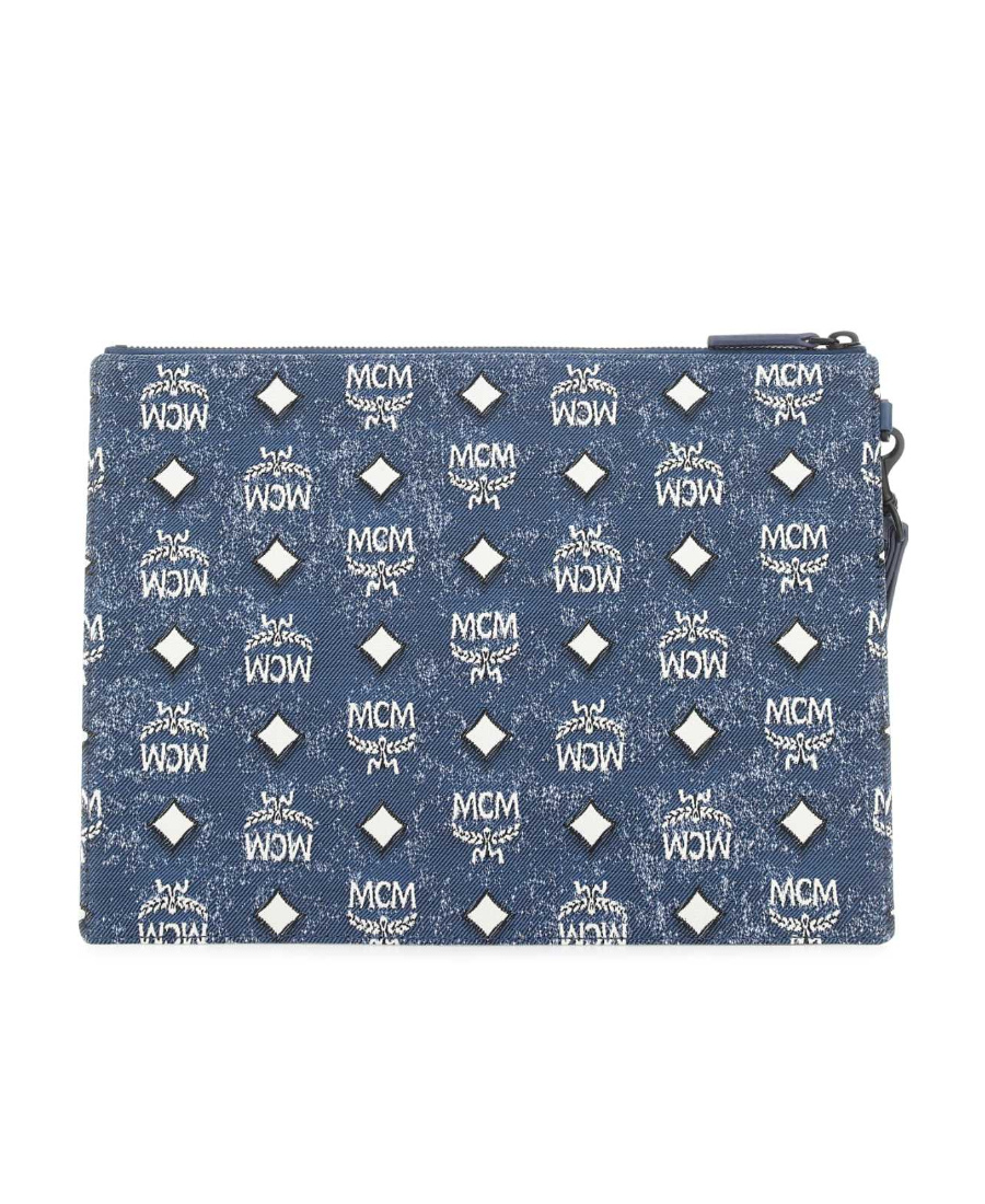 Mcm Logo Clutch In Blue