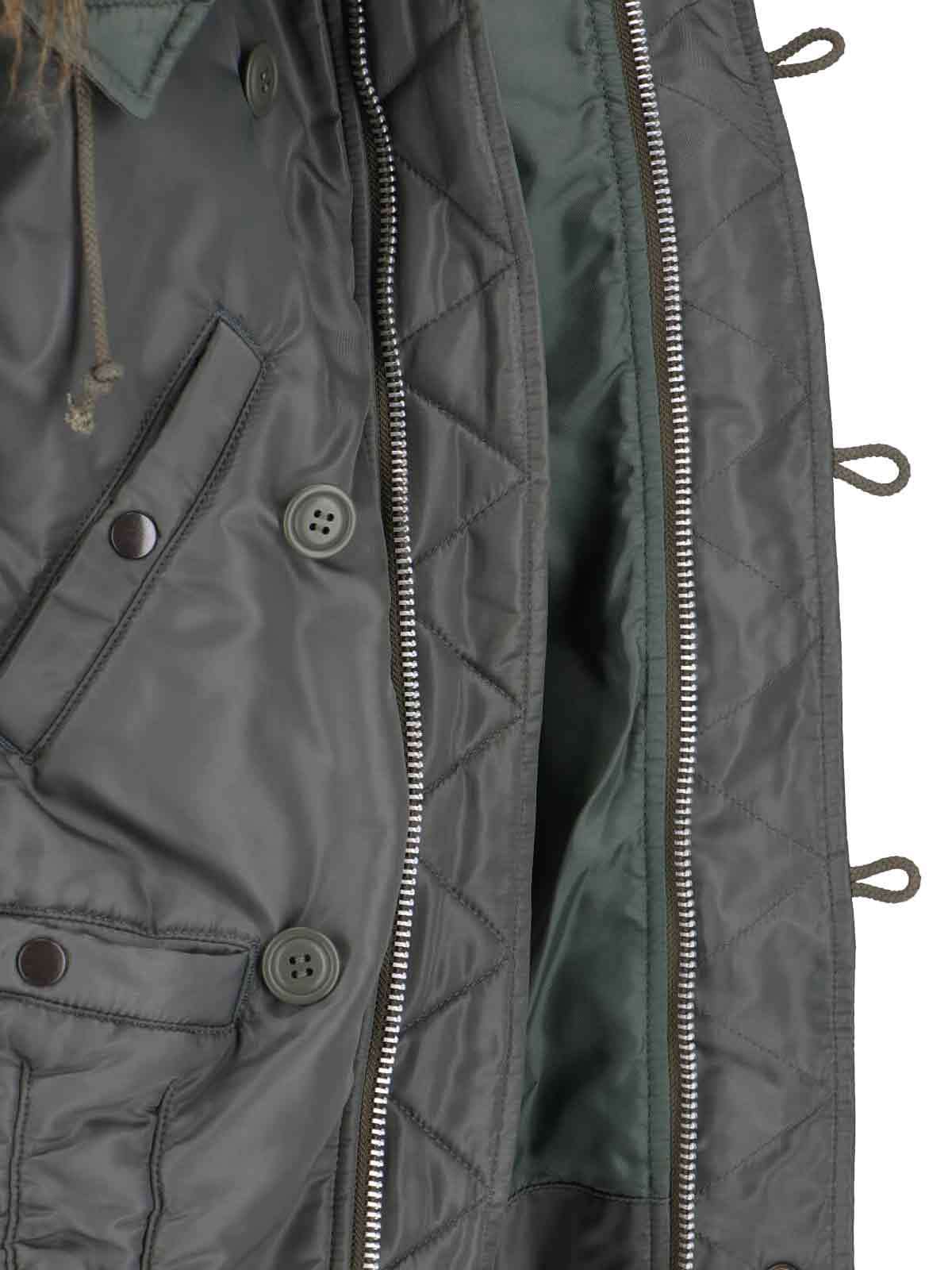 Junya Watanabe Quilted Jacket With Drawstring Hood And Fur Trim In Black