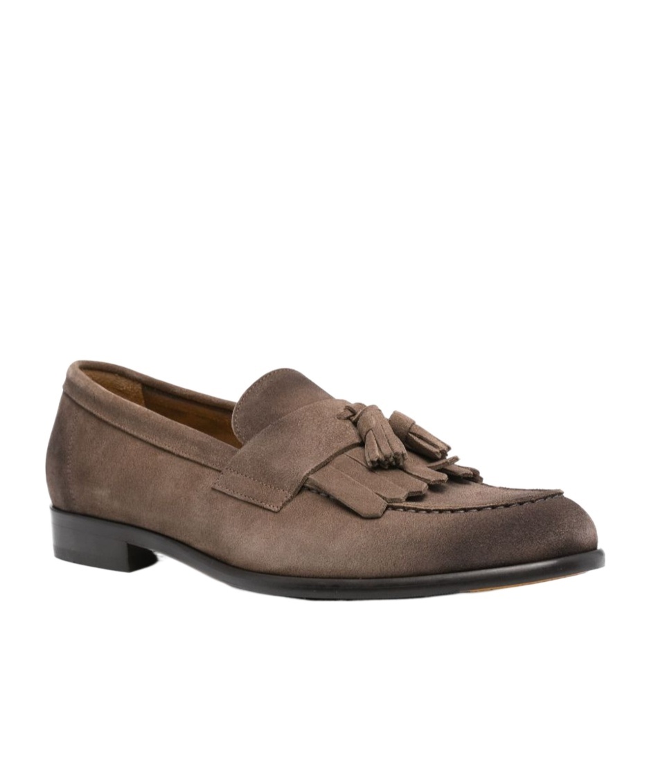 Doucal's Round Head Loafer Shoes In Brown