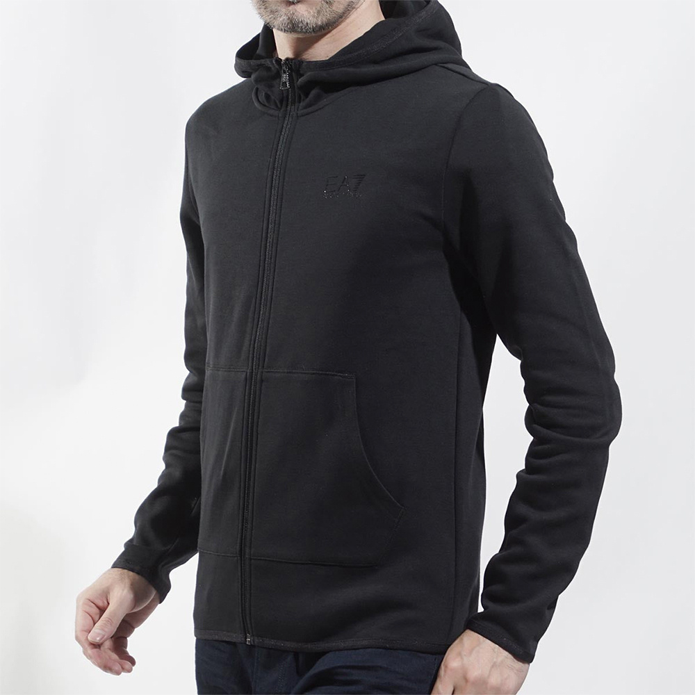 Ea7 Long-sleeved Zipper Casual Jacket In Black
