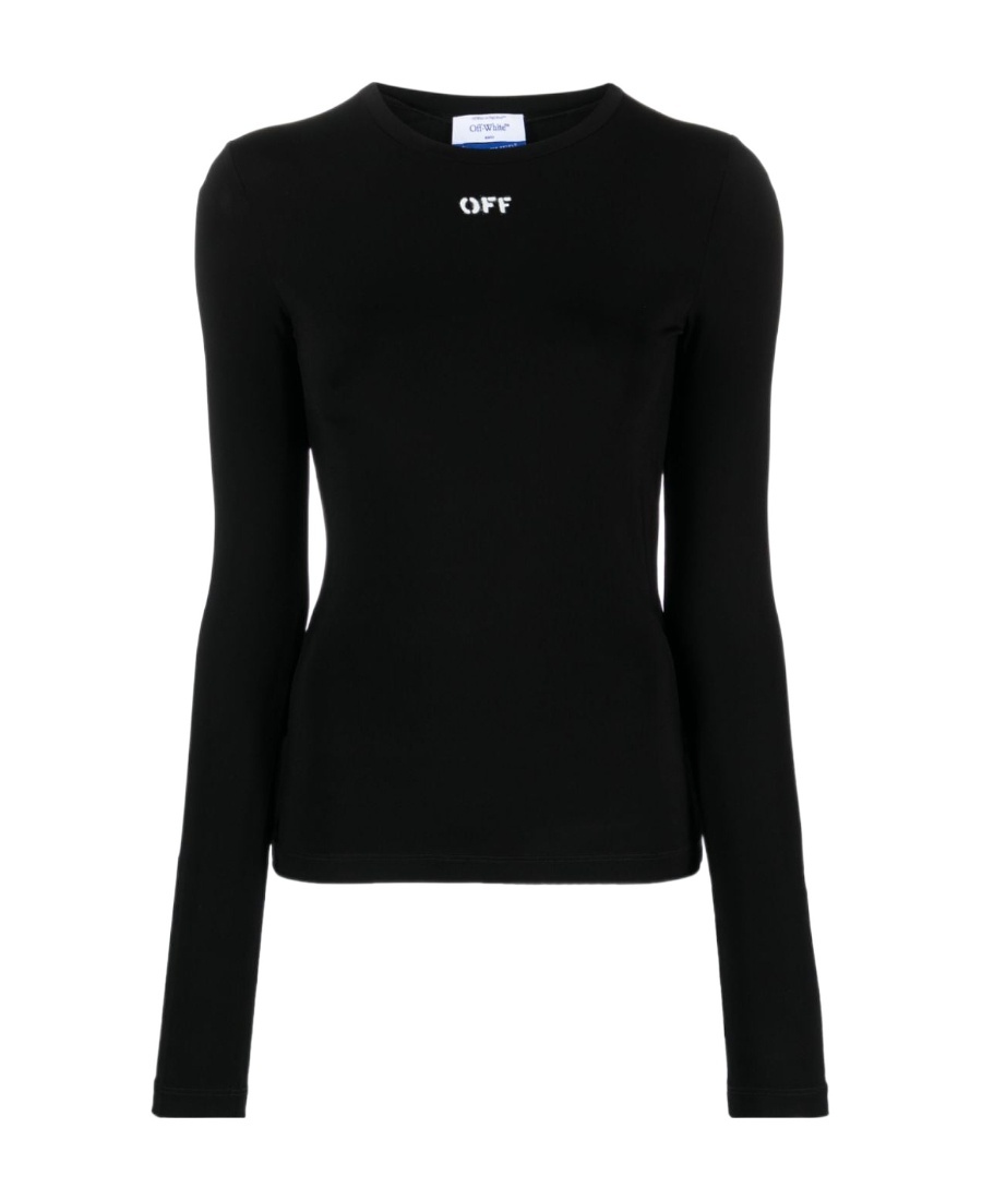 Off-white Off Stamp Sec Skin Ls Crew Black White In Black