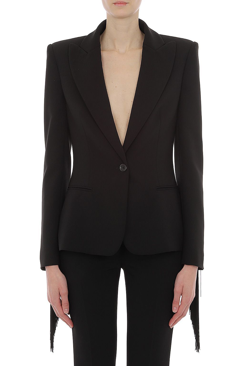 Moschino Fringed Single-breasted Blazer In Black
